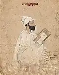 Portrait du peintre Manaku de Guler. Miniature de l'École de Guler, réalisée au XVIIIe&nbsp;siècle.