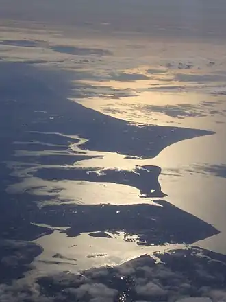 Portsea vue de l'ouest (au nord à gauche).