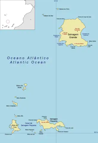 Carte des îles Selvagens.
