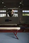 Saut de mouton sur poutre.