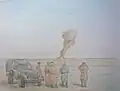 Dessin d'un essai nucléaire à Semipalatinsk