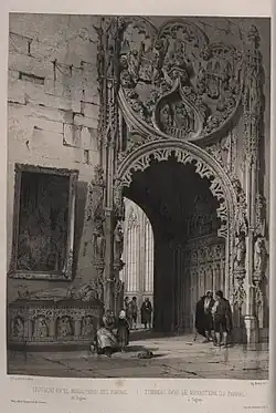 Monastère de Santa María del Parral&nbsp;(es) (Ségovie), lithographie de Auguste Mathieu (1810-1864) d'après Jenaro Pérez Villaamil (vers 1850).