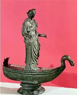 Déesse Sequana sur une galère en bronze, musée archéologique de Dijon.