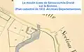 Le moulin à eau sur le plan cadastral de 1833.