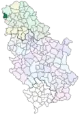 Localisation de la municipalité d'Apatin en Serbie