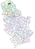 Localisation de la municipalité de Senta en Serbie.