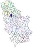 Localisation de la municipalité de Surčin en Serbie