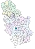 Localisation de la municipalité de Vrnjačka Banja en Serbie