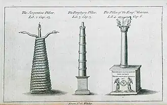 Colonne serpentine, colonne de Constantin et colonne de Marcien (1729).