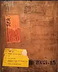 Dos du tableau, avec l'inscription.