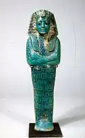 Ouchebti de Ramsès VI, v. 1143-36. Faïence, H. 28,5 cmMET