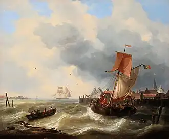 Navires quittant le port.