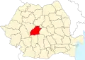 Map of Romania highlighting Sibiu County