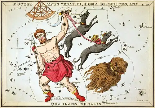 Carte no 10: Le Bouvier, le Chien de chasse, la Chevelure de Bérénice et le Quadrant Mural