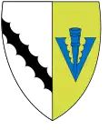 Armoiries du Sidney Sussex College, dont la devise est en français : « Dieu me garde de la calomnie ».