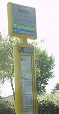 Détail d'un ancien poteau d'arrêt