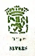Signature aux armes de Nevers utilisée par Trousseau & Cie entre 1885 et 1888.