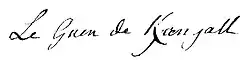 signature de Guy Le Guen de Kerangal