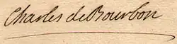 Signature de Charles de Bourbon-Condé