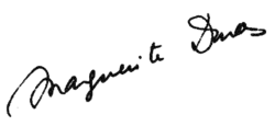 signature de Marguerite Duras