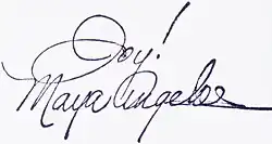 signature de Maya Angelou