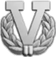 Insigne "V" en argent avec couronne pour la cinquième récompense