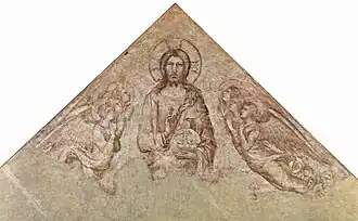 Simone Martini. Christ rédempteur. 1340. Sinopia de tympan, cathédrale Notre-Dame-des-Doms d'Avignon. Palais des Papes d'Avignon