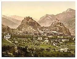 Vue générale de Sion au XIXe&nbsp;siècle.