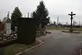 Situation de la Tombe de Louis Dagobert Scherer à proximité de la grande croix dans le cimetière d'Ingersheim (68)..