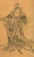 Skanda, détail central du  sutra, Zhao Mengfu.