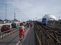 Sur le pont, vue vers le sud avec Globen au fond.