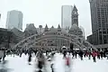 Le bassin transformé en patinoire.