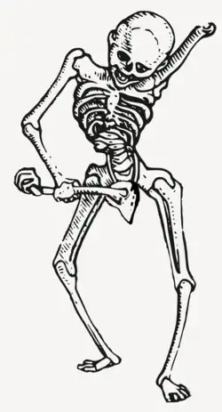 Illustration d'un Ahkiyyini tapant sur un os de son omoplate avec un de ses bras.