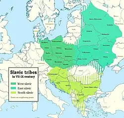 Tribus slaves du VIIe au IXe&nbsp;siècle.