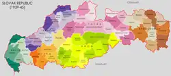 Carte administrative de la République slovaque (1939-1945)