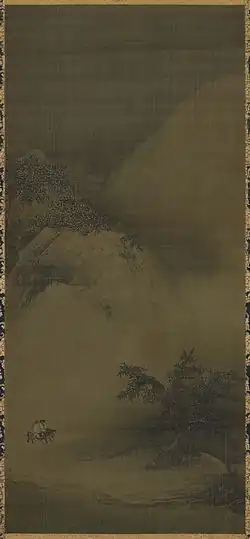 Dans un paysage enneigé, rouleau portatif, 110.3 × 49.7 cm. Tokyo, National Museum.