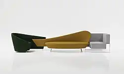 Set de canapé et fauteuils « Alliance » - designer Siavosh Adeli - inspiré de 3 périodes clées de l’histoire de mobiliers telles que la période Louis XVI, la période Bauhaus et la période Vintage