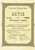 Action de la ligne Soleure-Moutier en date du 15 octobre 1906.