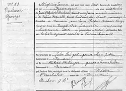 Son acte de naissance, signé par le maire Victor Brachelet.