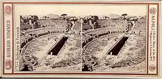 L'amphithéâtre de Pouzzoles, carte stéréoscopique de Giorgio Sommer, vers 1900.