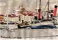 Aquarelle de Camille Soula : le port de Marseille, 1933 ?.