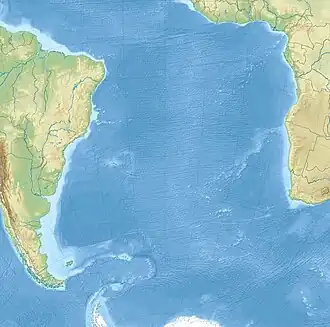 Voir sur la carte topographique de l'océan Atlantique (Sud)
