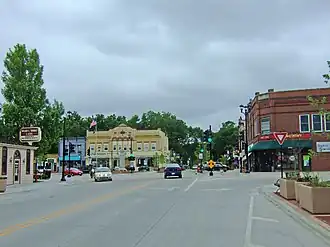 La rue principale du sud du district historique d'Oregon.