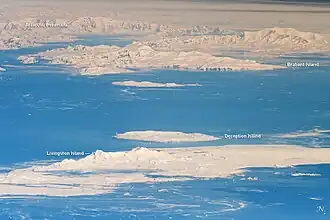 L'île Brabant se situe en haut de l'image.