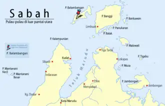 Localisation de l'île Balambangan en mer de Sulu.