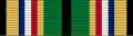Width-44 ribbon with the following stripes, arranged symmetrically from the edges to the center: width-2 black, width-4 chamois, width-2 Old Glory blue, width-2 white, width-2 Old Glory red, width-6 chamouis, width-3 myrtle green up to a central width-2 black stripe