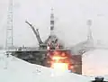 Soyouz TMA-22 décolle depuis le Cosmodrome de Baïkonour au Kazakhstan.