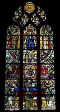 Chapelle Notre-Dame-du-Crann, verrière de la Dormition et du Couronnement de la Vierge, vue d'ensemble.