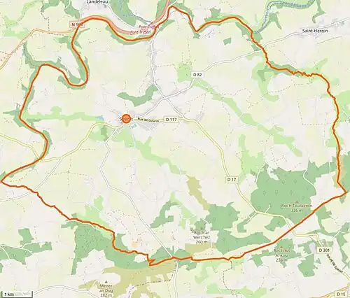 Carte en couleurs représentant les limites d'une commune.