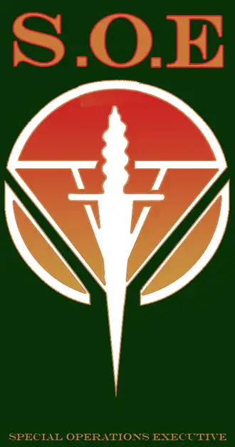 Durant son existence (1940-1945), le SOE, en tant qu’organisation secrète, n’avait pas d’insigne. Celui-ci a été conçu ultérieurement par des descendants d’un agent de la section F.